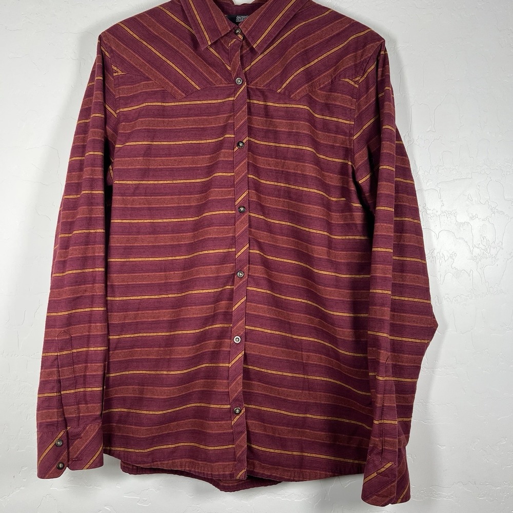 Outdoor Research Hiking Shirt Womens XL Pilchuck Flannel Plaid Wool Blend